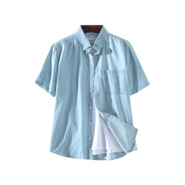 SKJN006 製造短袖牛仔衫 設計翻領牛仔襯衫 牛仔衫中心  SKJN006 製造短袖牛仔衫 設計翻領牛仔襯衫 牛仔衫中心